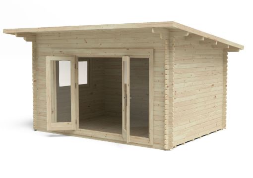 Picture of Melbury 4.0 x 3.0m Log Cabin - Pent Roof, Single Glazed 24kg Polyester Felt, plus Underlay (Installed)