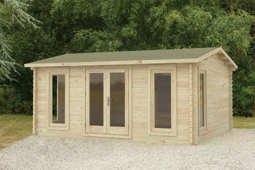 Picture of Rushock 5.0 x 4.0m Log Cabin - Apex Roof, Double Glazed 24kg Polyester Felt, plus Underlay (Home Delivered)