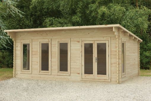 Picture of Wolverley 6.0 x 4.0m Log Cabin - Pent Roof, Double Glazed 24kg Polyester Felt, no Underlay (Installed)