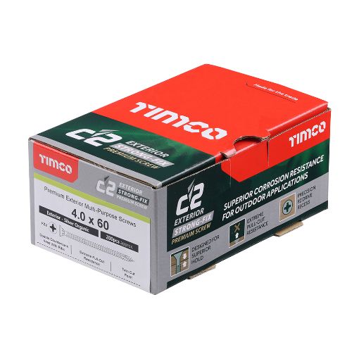 Picture of TIMco 4.0 x 60mm C2 Strong Fix Exterior Screws Silver 200pcs