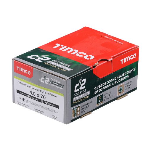 Picture of TIMco 4.0 x 70mm C2 Strong Fix Exterior Screws Silver 200pcs