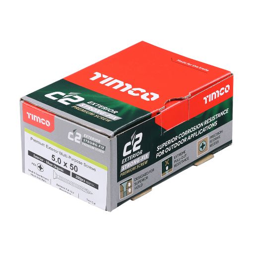 Picture of TIMco 5.0 x 50mm C2 Strong Fix Exterior Screws Silver 200pcs
