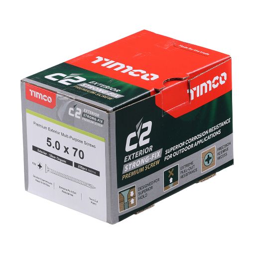 Picture of TIMco 5.0 x 70mm C2 Strong Fix Exterior Screws Silver 200pcs