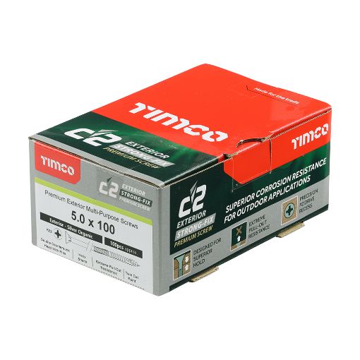 Picture of TIMco 5.0 x 100mm C2 Strong Fix Exterior Screws Silver 100pcs