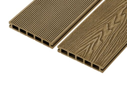 Picture of 3.6Mtr x 150 x 25mm Teak Composite Woodgrain Reversible Hollow Decking Board