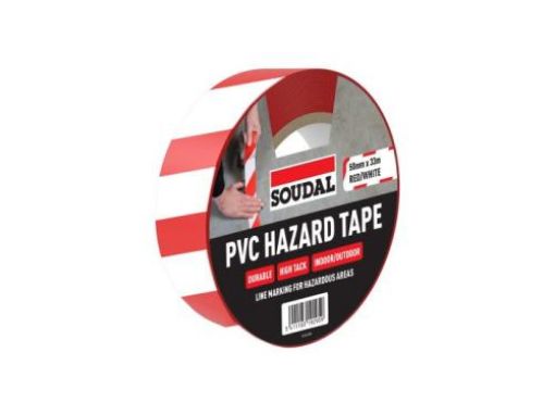 Picture of Soudal PVC Hazard Tape 50mm x 33mtr - Red and White