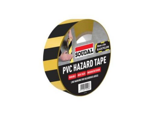 Picture of Soudal PVC Hazard Tape 50mm x 33mtr - Black and Yellow