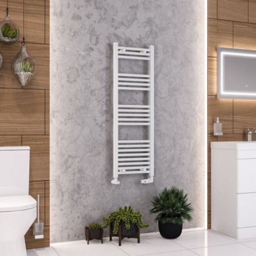 Picture of Gloss White Wendover Straight Multirail 1200 x 400mm Towel Rail