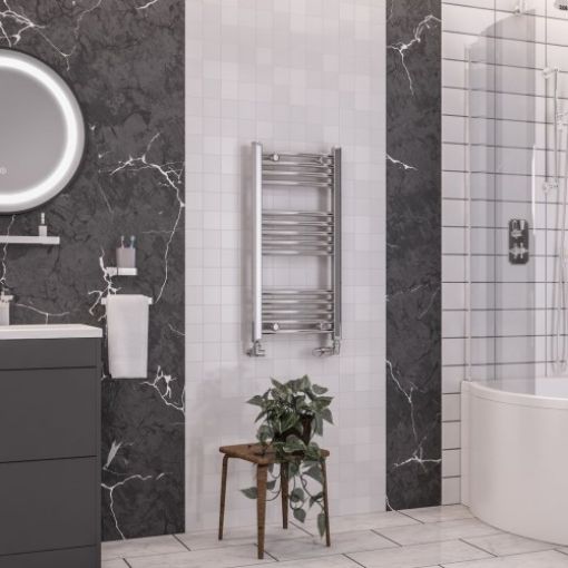 Picture of Chrome Wendover Curved Multirail 800 x 400mm Towel Rail