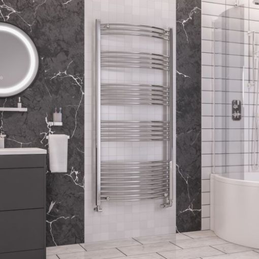 Picture of Chrome Wendover Curved Multirail 1600 x 750mm Towel Rail