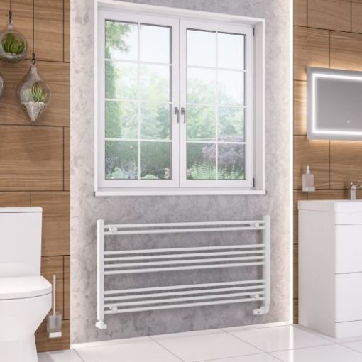 Picture of Gloss White Wendover Straight Multirail 600 x 1200mm Towel Rail