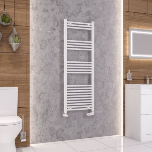 Picture of Gloss White Wendover Straight Multirail 1400 x 500mm Towel Rail