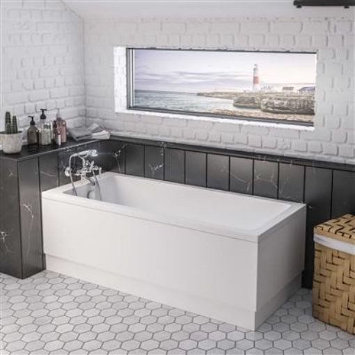 Picture of Matt White Portland Single Ended Bath 1700 x 750 x 440mm 5mm Thickness