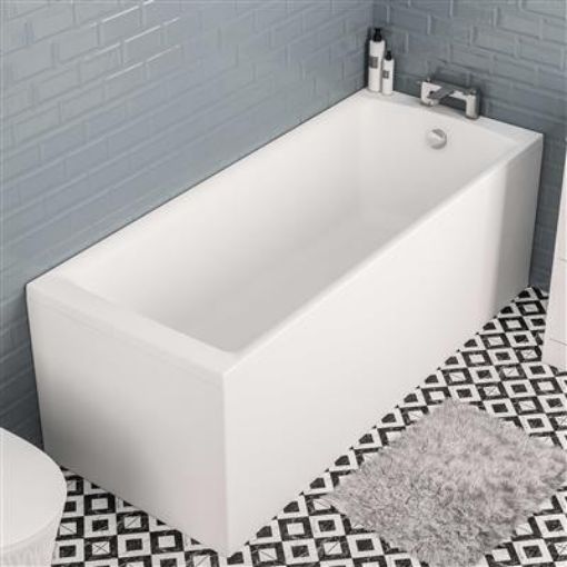 Picture of Matt White Rockall Single Ended Bath 1675 x 700 x 440mm 5mm Thickness