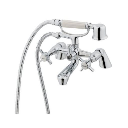 Picture of Chrome Haymarket Standard Deck Mounted Bath Shower Mixer Including Kit