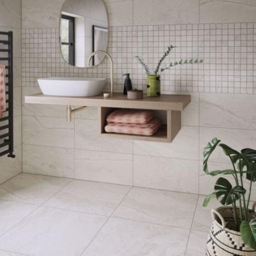 Picture of Earthsong White Wall & Floor Tile Porcelain Matt 600 x 600mm 1.079sqm Per Box