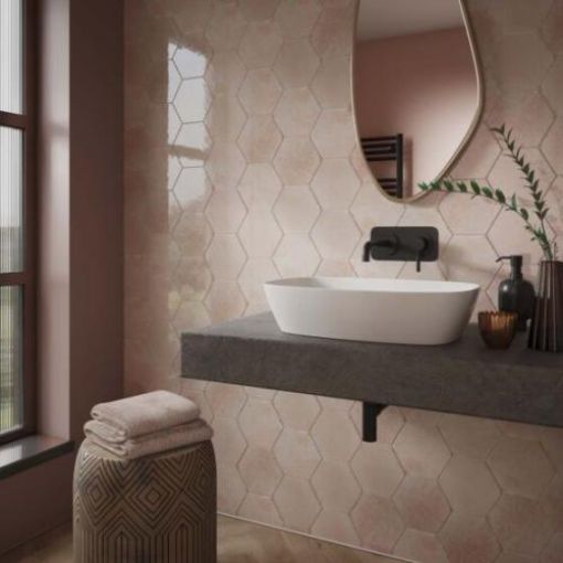 Picture of Hope Rose Hexagon Wall Tile Ceramic Gloss 150 x 173mm 0.857sqm Per Box