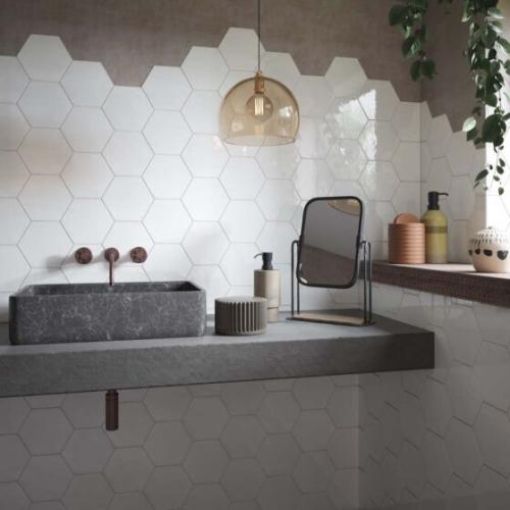 Picture of Hope White Hexagon Wall Tile Ceramic Gloss 150 x 173mm 0.857sqm Per Box