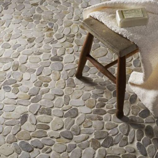 Picture of Riverstone White Pebble Mosaic - Large Flat Cut 305 x 305 x 10mm 0.465sqm Per Box