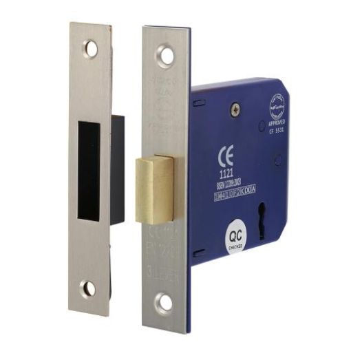 Picture of 3 Lever Dead Lock 78mm Inc Fixings Satin Nickel