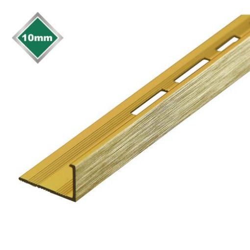 Picture of Tile Trim L Shape 2.44Mtr x 10mm Brushed Brass Effect Aluminium