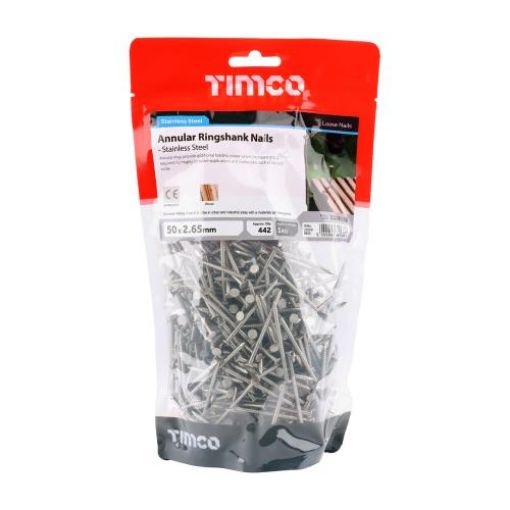 Picture of 2.65 x 50mm Stainless Steel Annular Ringshank Nails 1kg