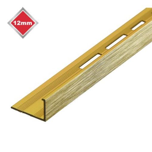 Picture of Tile Trim L Shape 2.44Mtr x 12mm Brushed Brass Effect Aluminium