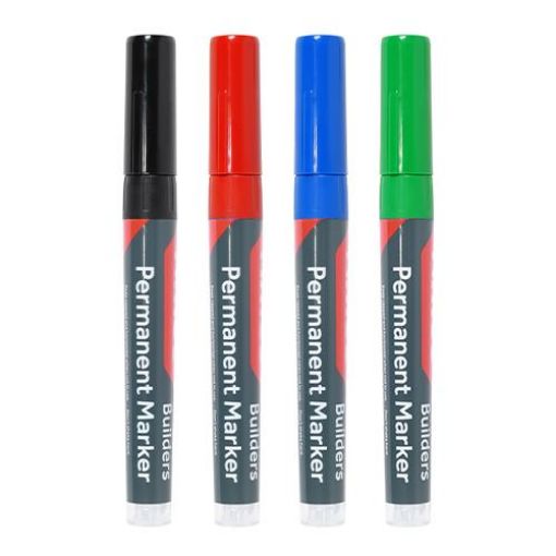 Picture of Builders Permanent Markers Mixed Colours 4pcs