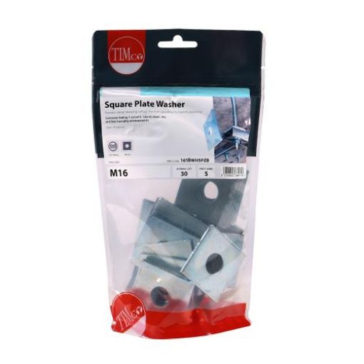Picture of M16 x 50 x 50 x 3mm Square Plate Washer BZP 30pcs