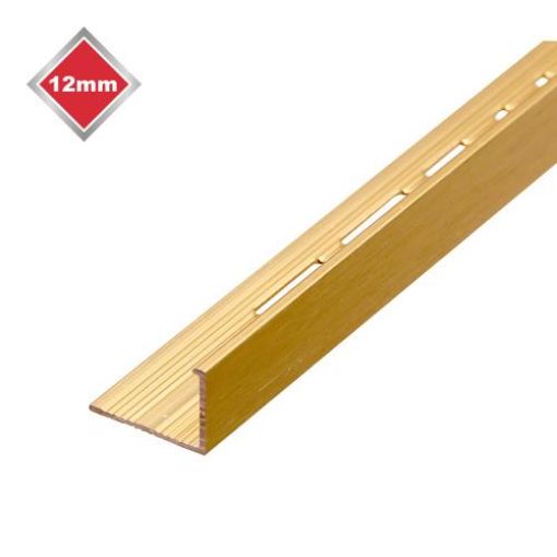 Picture of Tile Trim L Shape 2.44Mtr x 12mm Matt Brushed Brass Effect Aluminium