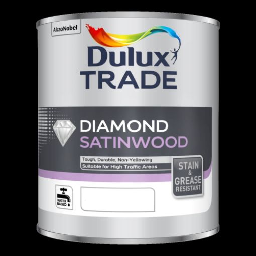 Picture of Dulux Trade Diamond Satinwood Pure Brilliant White 2.5Ltr